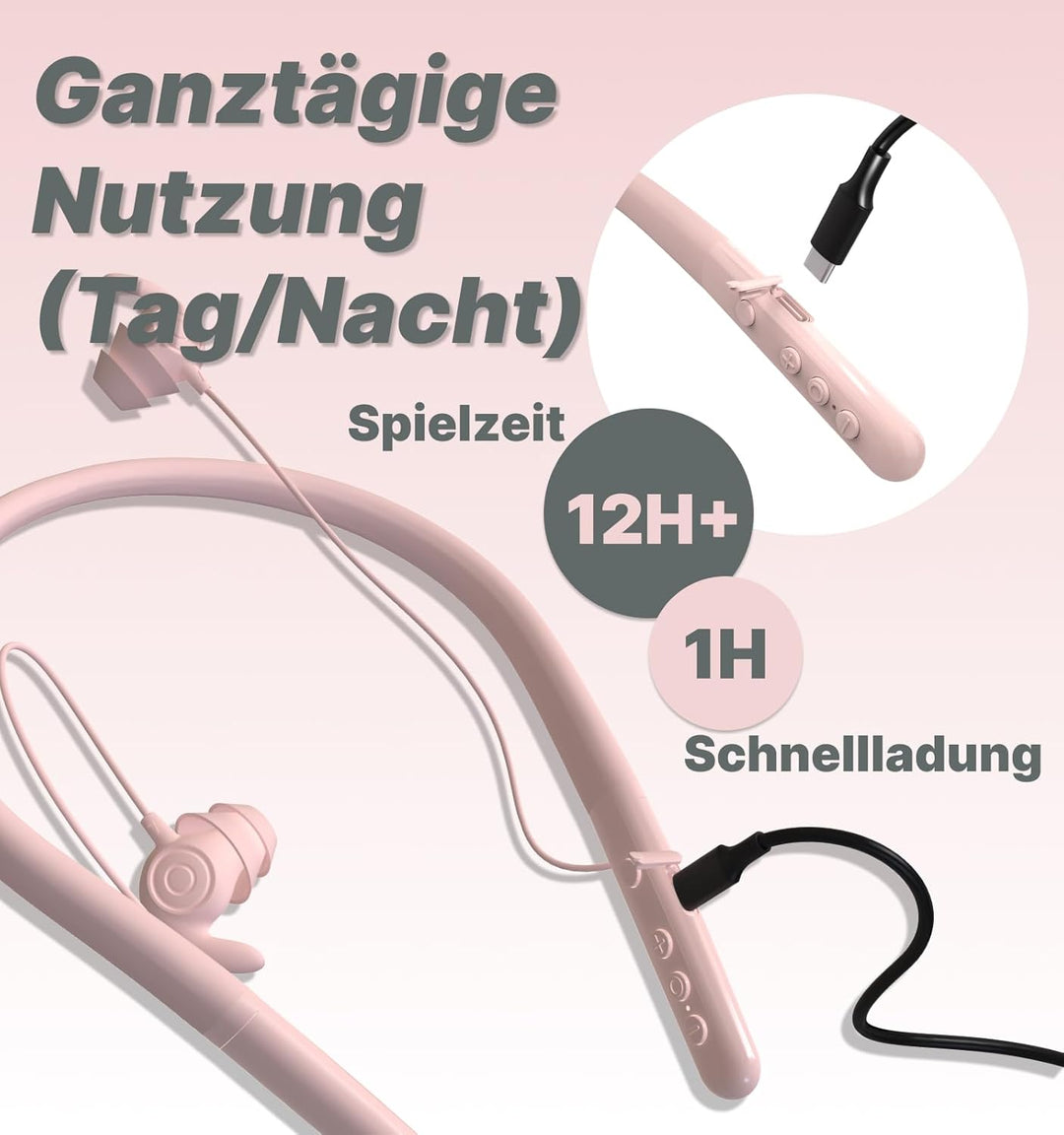 Hmusic HS88 Bluetooth Schlaf Kopfhörer für Seitenschläfer, Schlafmodus, Flache/dünne geräuschblockie