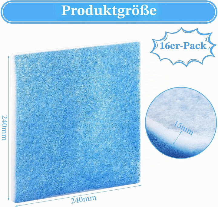 16 Stück Ersatzfilter für Limodor Lüfter 240x240mm, Filterklasse G4 für Badlüfter & WC-Lüfter, Ersat
