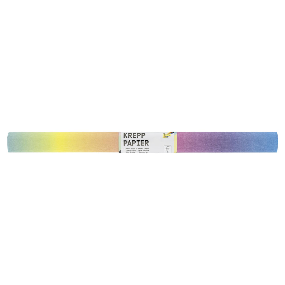folia 8201650 - Krepppapier, 10 Rollen in regenbogen, jede Rolle ca. 50 x 250 cm, 32 g/m², sehr elas