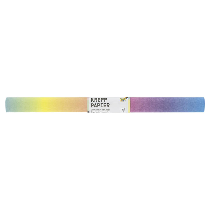 folia 8201650 - Krepppapier, 10 Rollen in regenbogen, jede Rolle ca. 50 x 250 cm, 32 g/m², sehr elas