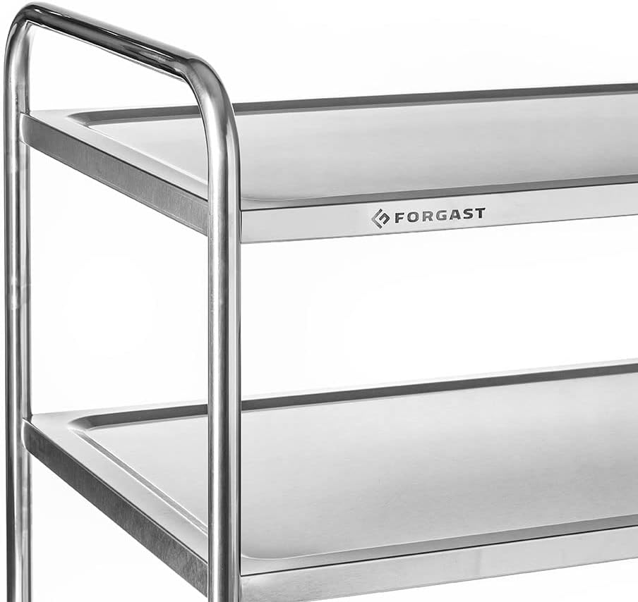 Servierwagen | Küchenwagen | 3 Etagen | bis 75 kg | Tablettabstand 27 cm | Edelstahl, 3 Etagen