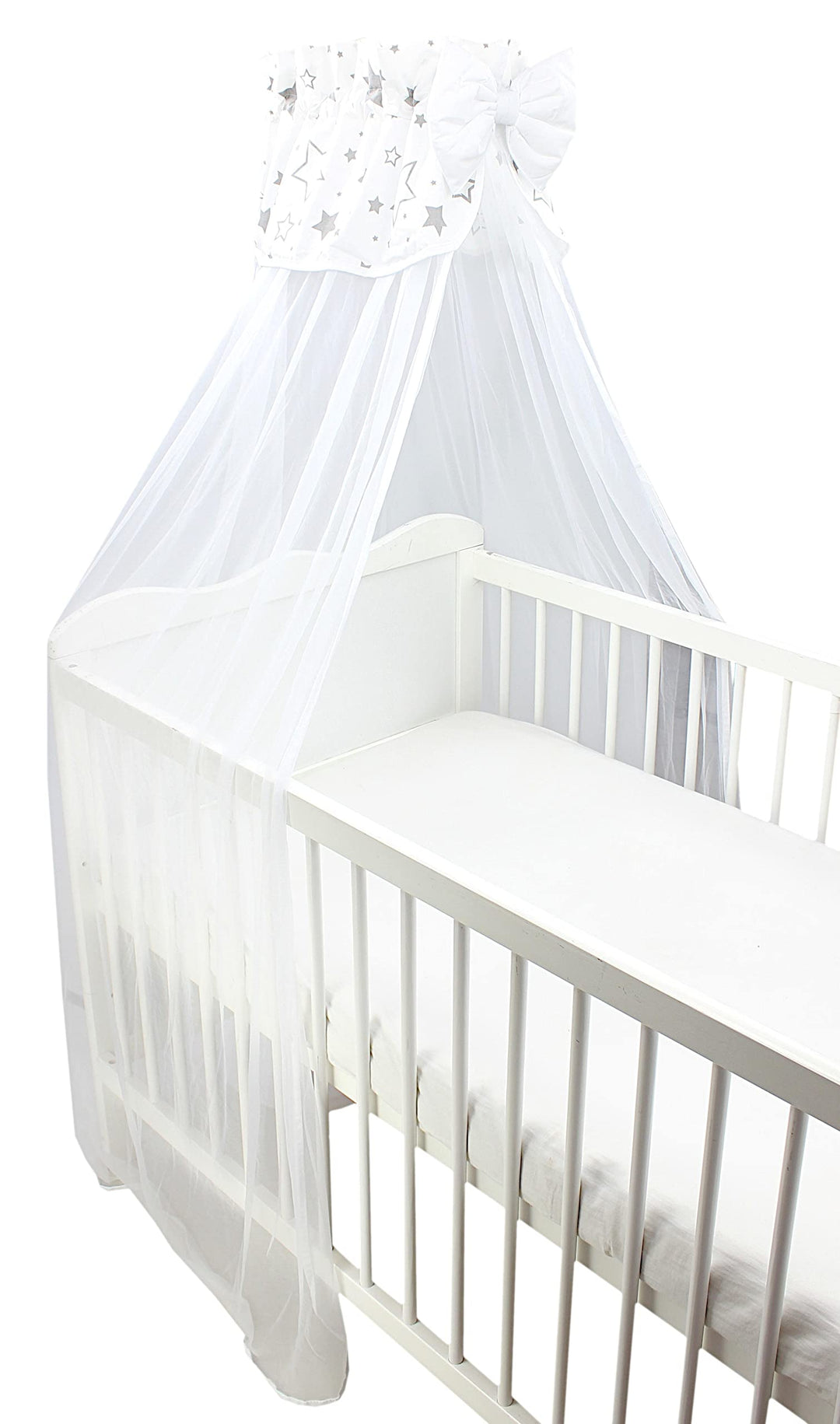 TupTam Babybett Himmel mit Schleife Transparent, Farbe: Sterne Grau/Weiss, Grösse: ca. 170x240 cm H1