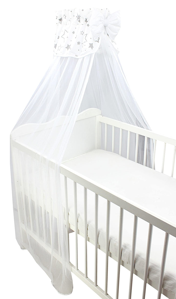 TupTam Babybett Himmel mit Schleife Transparent, Farbe: Sterne Grau/Weiss, Grösse: ca. 170x240 cm H1