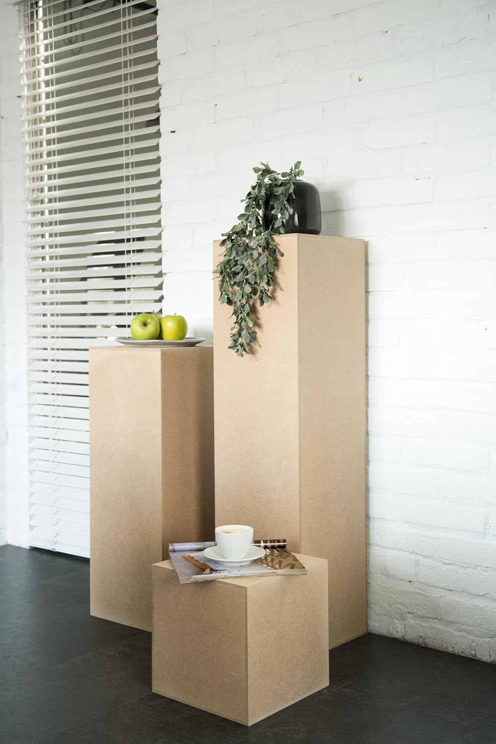 DECOKTIVO Dekosäule MDF, Blumensäule Wohnzimmer, Blumenständer, Podest Deko, Pflanzenständer, Stabil