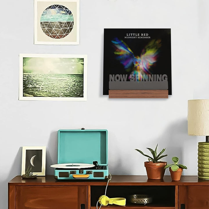 Ammonite Now Spinning Vinyl-Schallplattenständer, Plattenständer Wandhalterung Holz-Acryl-Halter für
