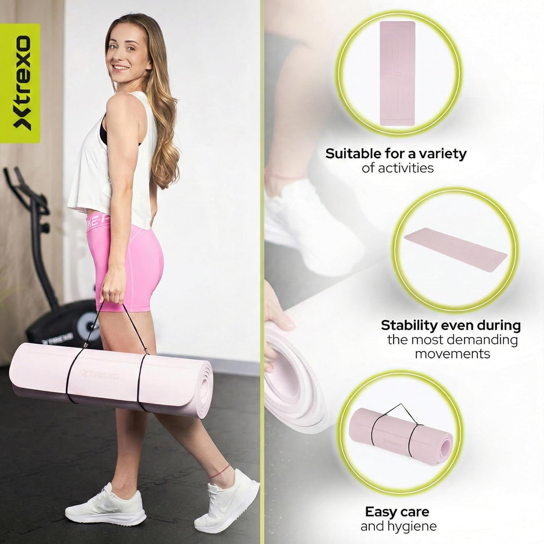 TREXO 6 mm dicke Gymnastikmatte, Masse 183x61 cm Fitnessmatte mit rutschfester Oberfläche Aus TPE he