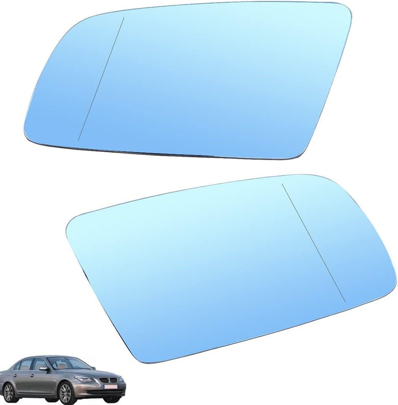 Riloer Mirror Rearview Left/Right with Heating, White/Blue Tinting, B-M-W 5 Series E60 520D 520i 523