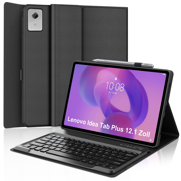 IVEOPPE Hülle mit Tastatur für Lenovo Idea Tab Plus 12,1" 2025, Bluetooth Abnehmbare Magnetisch QWER