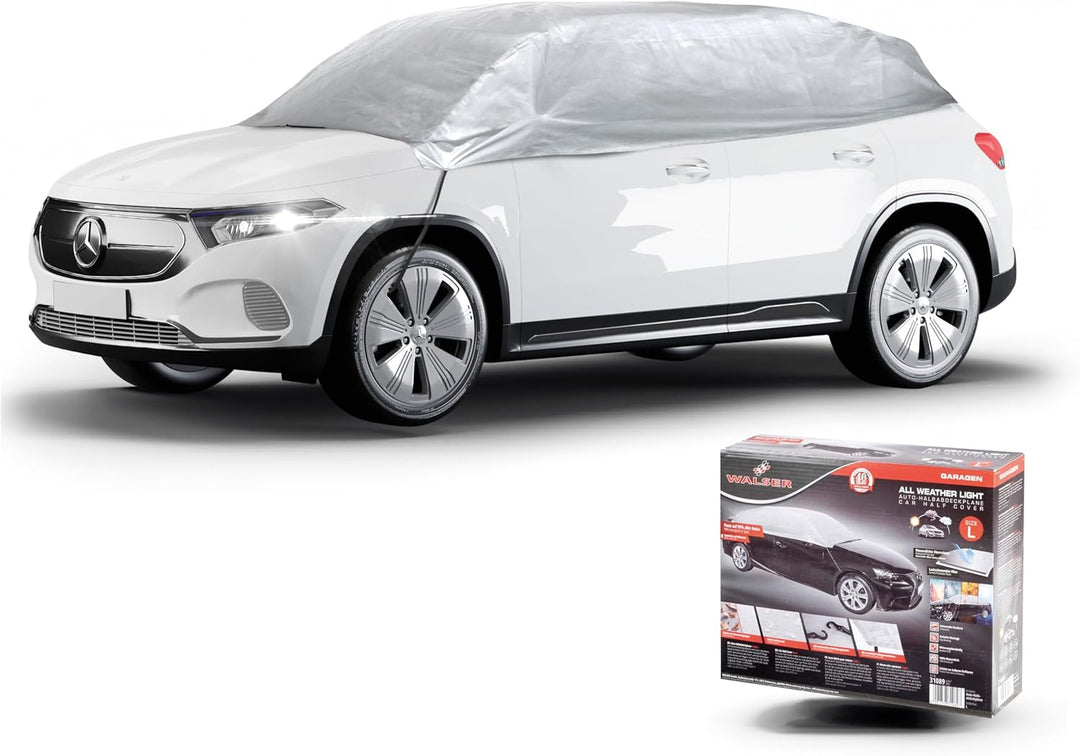 WALSER Autoabdeckung All Weather Light Halbgarage Grösse L hellgrau, wasserdichte Halbgarage, Staubd