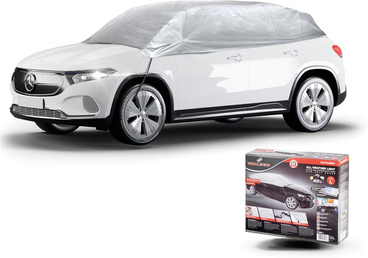WALSER Autoabdeckung All Weather Light Halbgarage Grösse L hellgrau, wasserdichte Halbgarage, Staubd