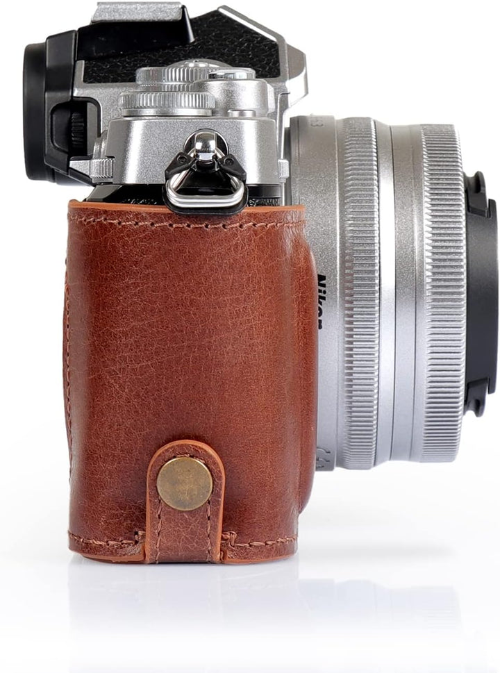 MegaGear MG2016 Ever Ready Genuine Leather Camera Half Case Compatible with Nikon Z fc (Braun), Brau