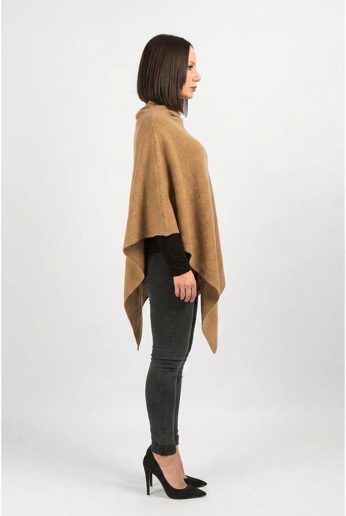 Dalle Piane Cashmere - Poncho aus 100% Kaschmir - Made in Italy - für Frau Einheitsgrösse Kamel, Ein