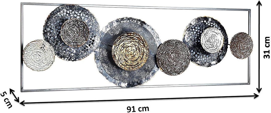 Kobolo Wandbild Wanddeko Metallbild 3D-Bild - BLOSSOM - anthrazit silber gold - ca 31x91 cm