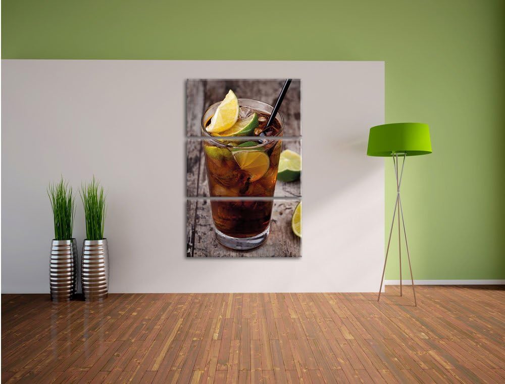 Pixxprint Cuba Libre Original als Leinwandbild | Grösse: 3 Teilig (120x80) | Wandbild| Kunstdruck |