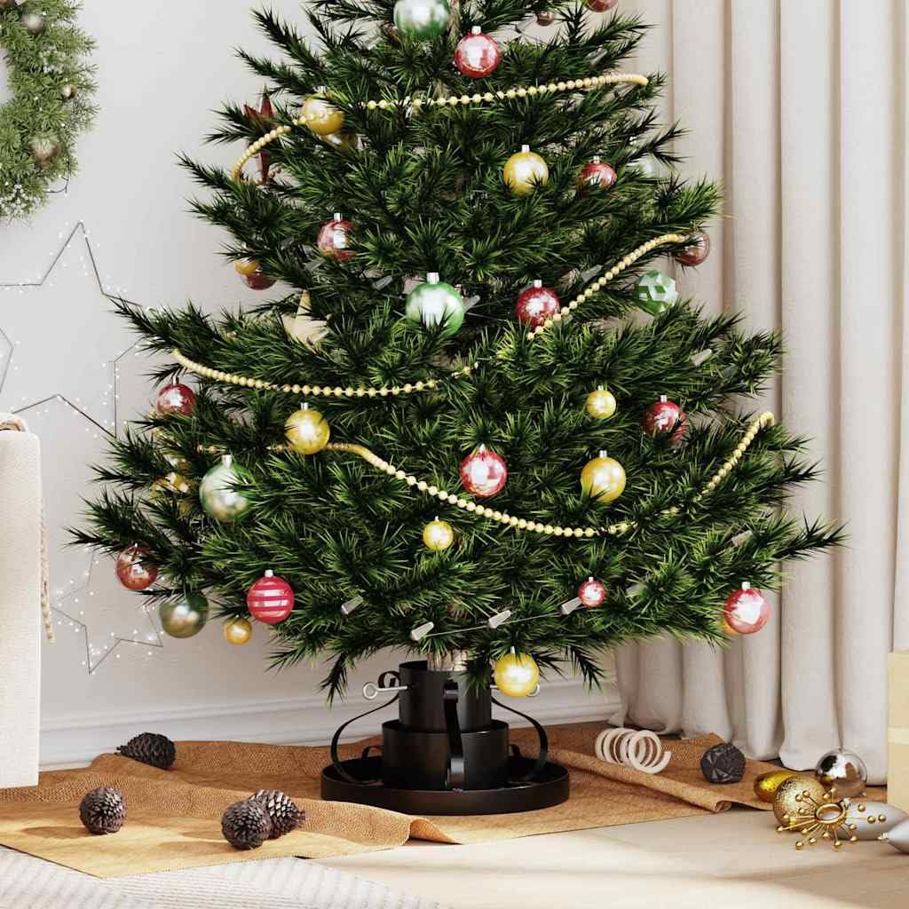 Weihnachtsbaumständer Schwarz Stahl 40 x 40 x 21 cm mit Klemmmechanismus und Wasserbehälter für Tann