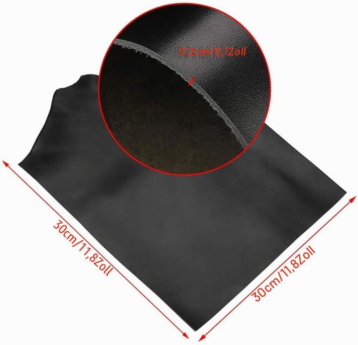 Pflanzlich gegerbtes Leder, handgefertigt, Kunsthandwerk, Nähen, Lederstück, Naturleder, Schwarz, 30