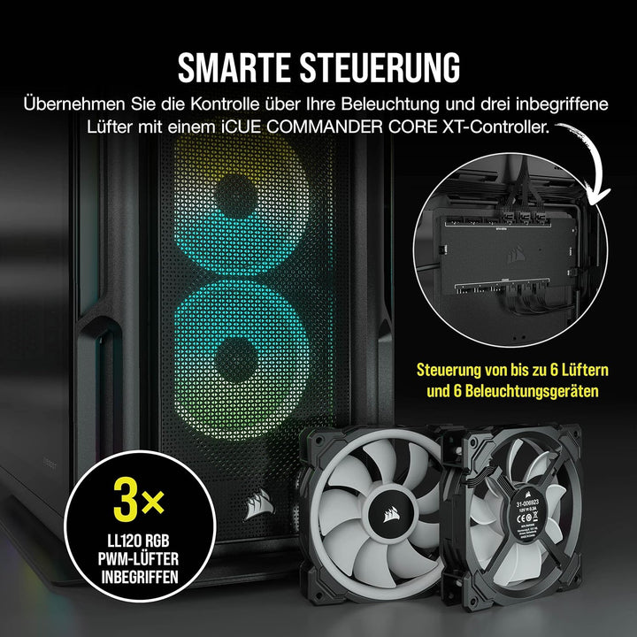 Corsair iCUE 5000T RGB Mid-Tower-ATX-PC-Gehäuse - 208 ansteuerbare RGB-LEDs - Platz für mehrere 360-
