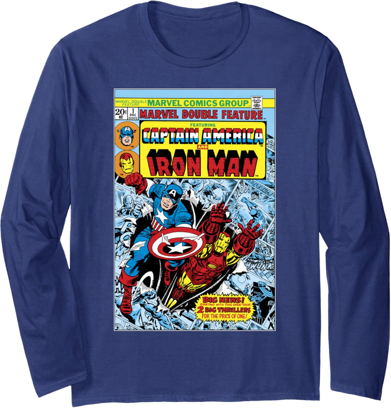 Marvel Double Feature Captain America & Iron Man Comic Cover Langarmshirt