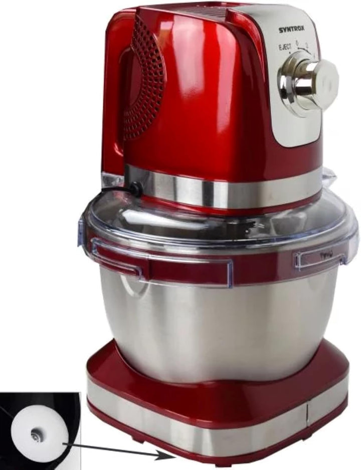 Syntrox Küchenmaschine & Knetmaschine Rot Vindas mit Edelstahl-Behälter, Multifunktionale Knetmaschi