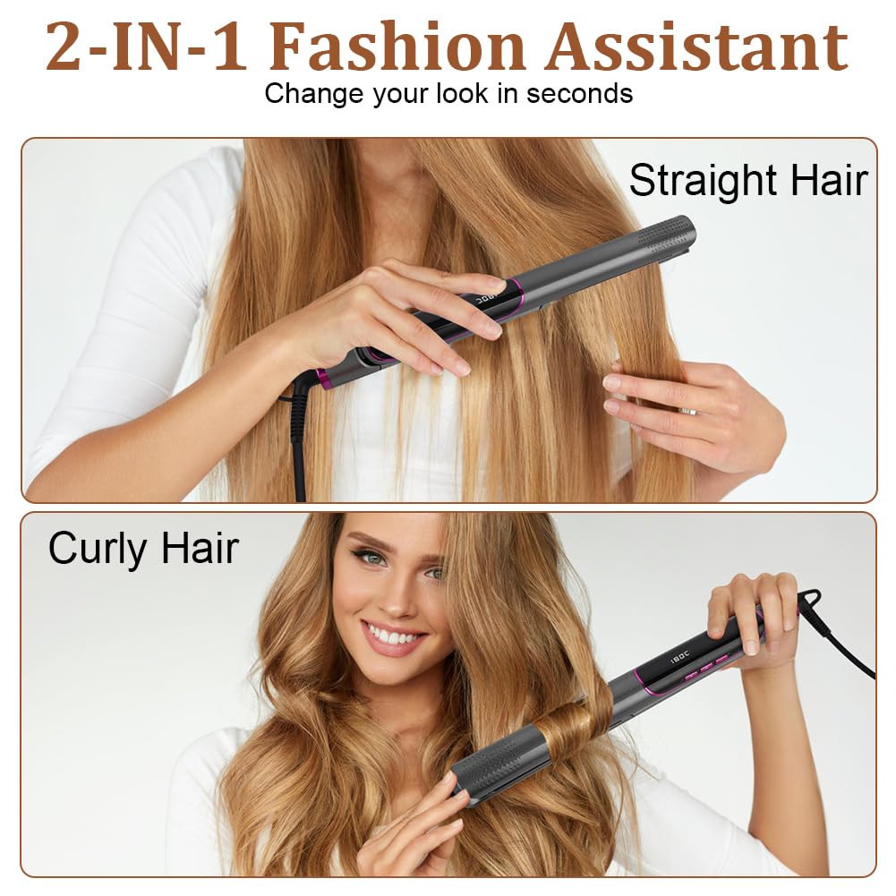 LOPHE Glätteisen, 2 in 1 Haarglätter Locken und Glätten, Glatteiseisen Hair Straightener, Anti-Frizz