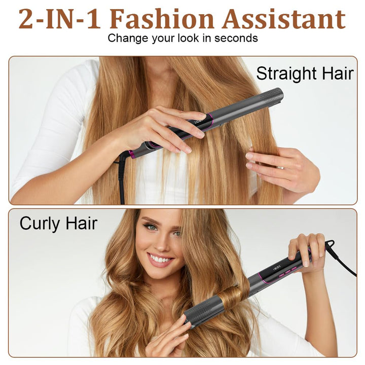 LOPHE Glätteisen, 2 in 1 Haarglätter Locken und Glätten, Glatteiseisen Hair Straightener, Anti-Frizz