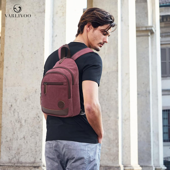 VARLIVOO Retro Sling Bag Herren Crossbody Bag Umhängetaschen Schultertasche Outdoor Sportarten Wande