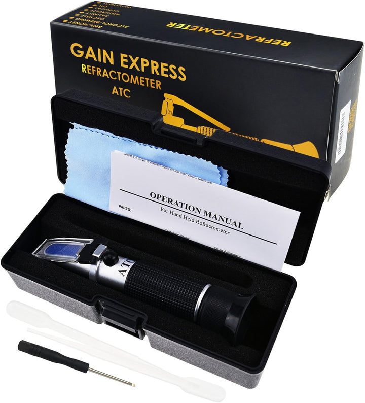 GAIN EXPRESS 0-32% Brix Refraktometer ATC Hochkonzentrierte Zuckerlösung Inhalt Test-Tool 0,2% Divis