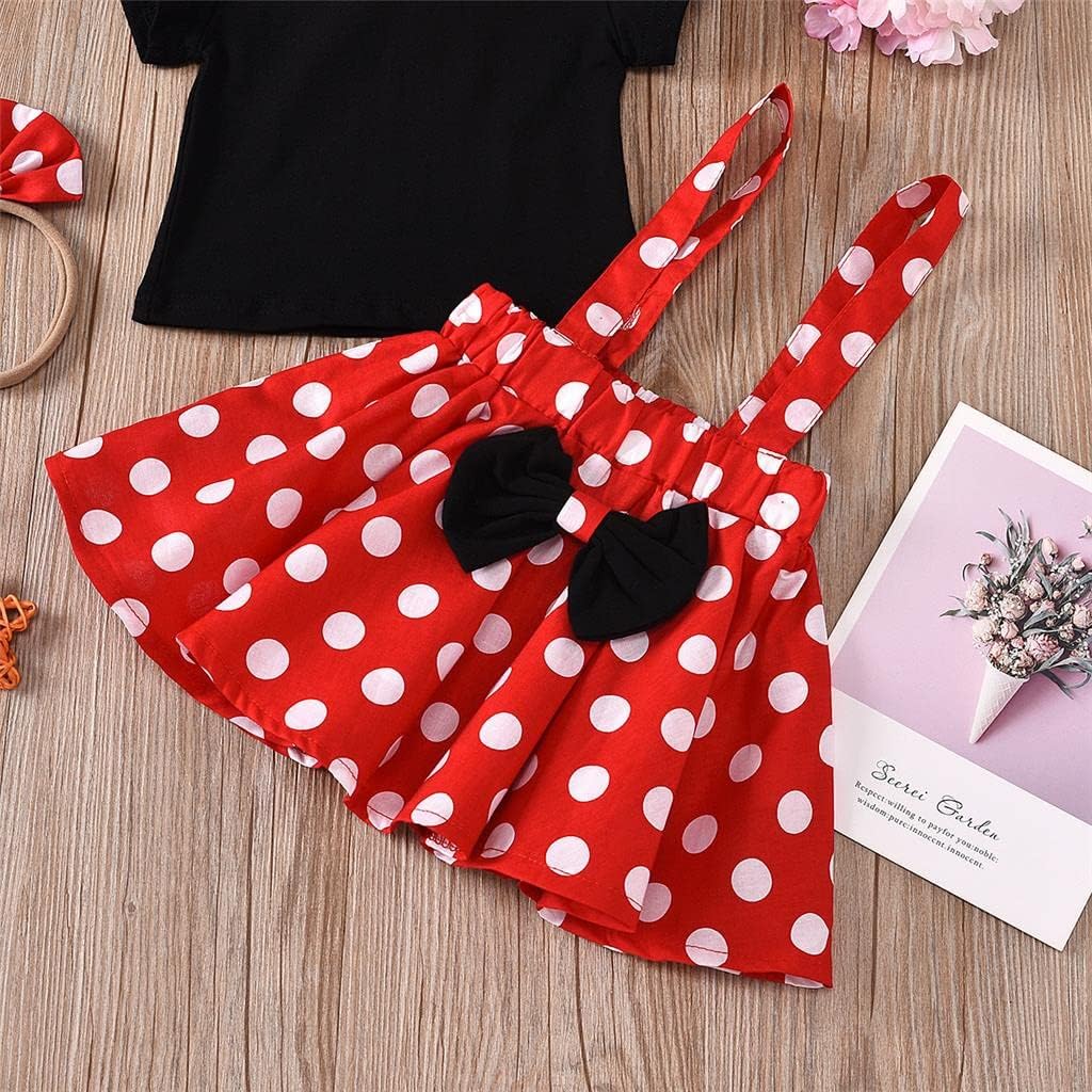 Lito Angels Minnie Mouse Kleid Kostüm Verkleidung mit Stirnband für Baby Kleinkind Mädchen, Hosenträ