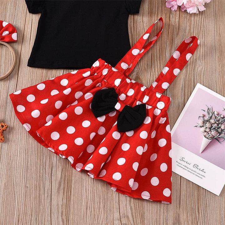 Lito Angels Minnie Mouse Kleid Kostüm Verkleidung mit Stirnband für Baby Kleinkind Mädchen, Hosenträ