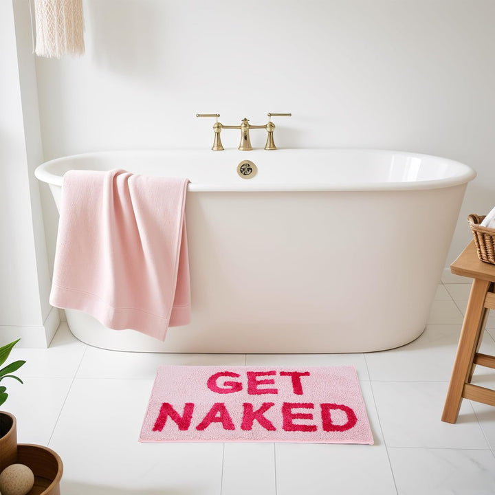 Get Naked Badematte, saugfähig, weich, Hot Pink, 43,2 x 61 cm, maschinenwaschbar, Rutschfester Dusch