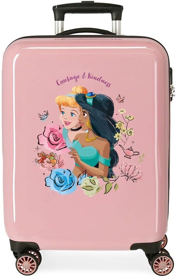 Disney Prinzessinnen Kabinenkoffer, Rosa, 38 x 55 x 20 cm, Hartplastik, seitlicher Kombinationsversc