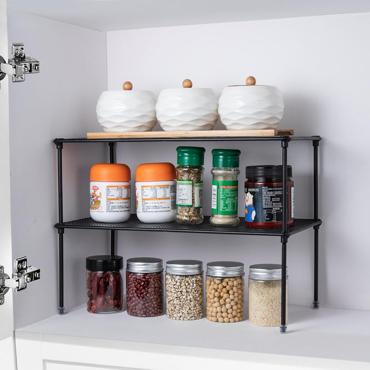 2er-Pack Küchenschrank-Regal-Organizer für Schrank, erweiterbare und stapelbare Theke Schrank Organi