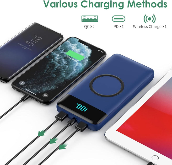 Wireless Powerbank Schnellladen 26800mAh, Power Bank 25W PD3.0+QC4.0, 15W Wireless Charger Powerbank
