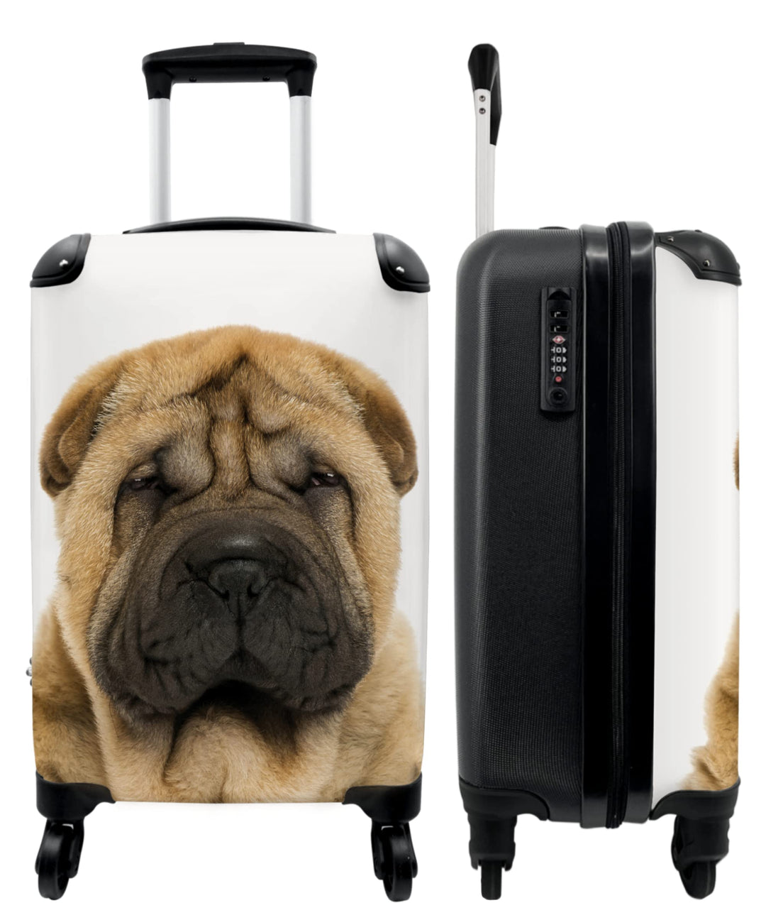 NoBoringSuitcases.com® Koffer Handgepäck - Kabinentrolley, Leichtgewicht, 4 Rollen, mit Hundmotiv, Z
