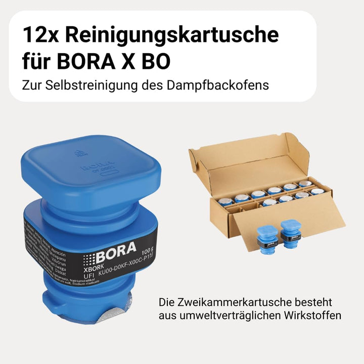 BORA 12 x Reinigungskartusche X BO Dampfbackofen, Selbstreinigung, Zweikammerkartuschen, Reiniger Zu