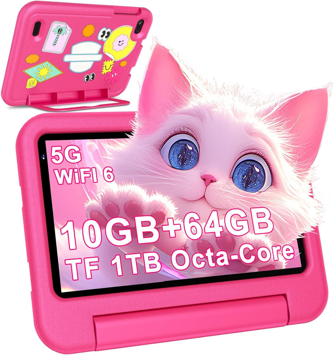 DEERTiME 2025 Neueste Tablet Android 14 OS, 10GB(4+6) RAM+64GB ROM/TF 1TB, WLAN 6, 5G+2.4G WLAN, 8-C