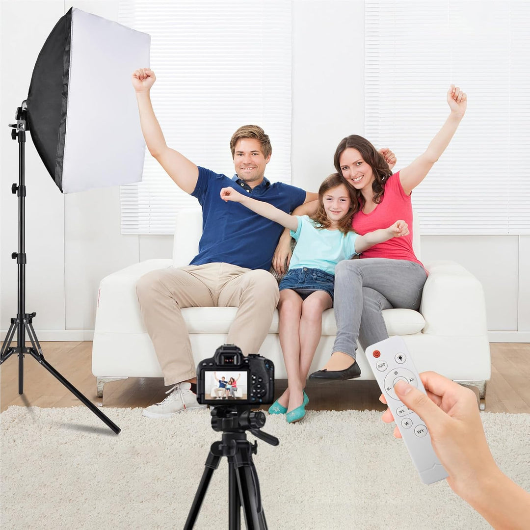 Andoer Fotografie Studio Licht Kit: 40x40 cm Softbox Beleuchtungsset mit 85W, 2800K-5700K Zweifarbig