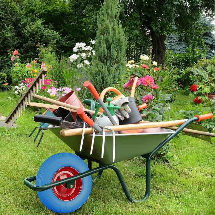 4 x Schubkarrenrad 4.80 4.00-8, Vollgummireifen und Stahlfelge, Ersatzrad pannensicher, 100kg Tragla