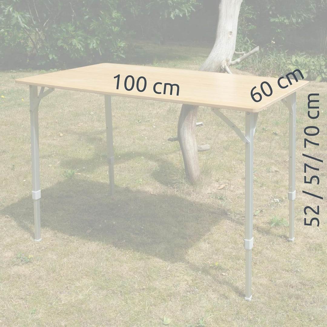 your GEAR Portofino Bambus Campingtisch M 52x57 cm – Höhenverstellbarer Outdoor Klapptisch – Telesko