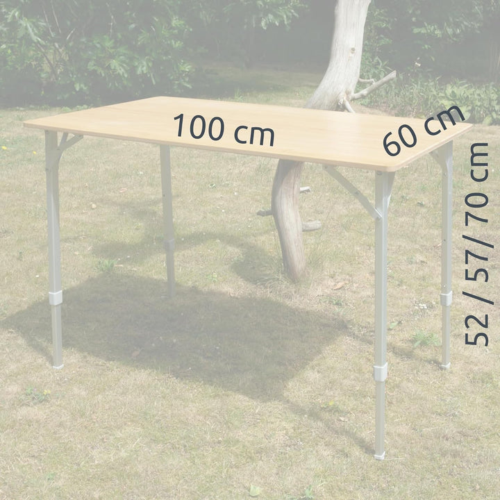 your GEAR Portofino Bambus Campingtisch M 52x57 cm – Höhenverstellbarer Outdoor Klapptisch – Telesko