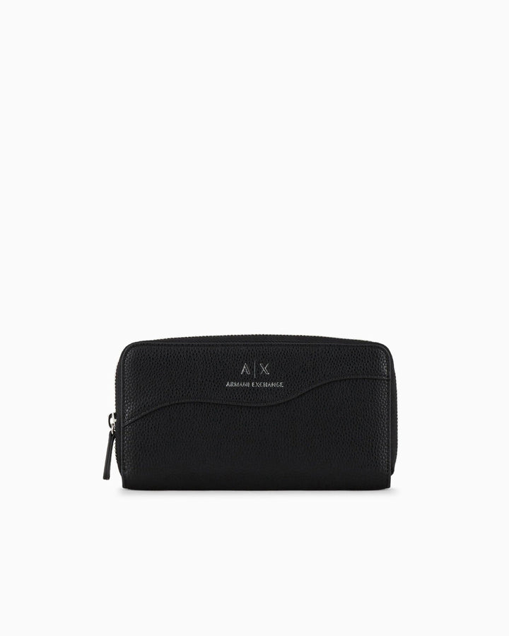Armani Exchange Women's Zip Around Bi-Fold Wallet Einheitsgrösse Schwarz, Einheitsgrösse Schwarz