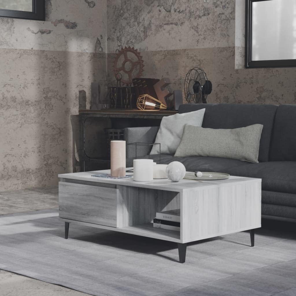 WIFESE Couchtisch mit Offenes Fach 90x60x35 cm Beistelltisch Holz Modernes Design Wohnzimmertisch Kl
