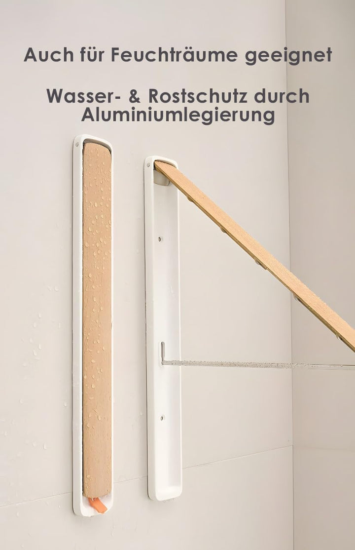 Klappbare Kleiderstange Wandmontage Aluminium – Ausziehbare Garderobe Kleiderhaken, Platzsparend, Mo