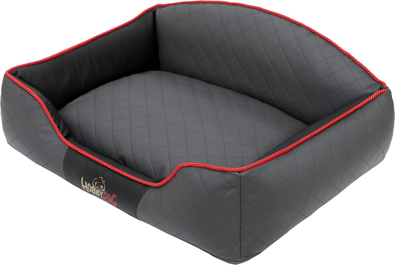 Hobbydog LELIGRC9 Hundebett/Sofa/Korb Elite mit Kunstleder, Graphit/schwarz, L 65 x 50 x 24 cm Graph