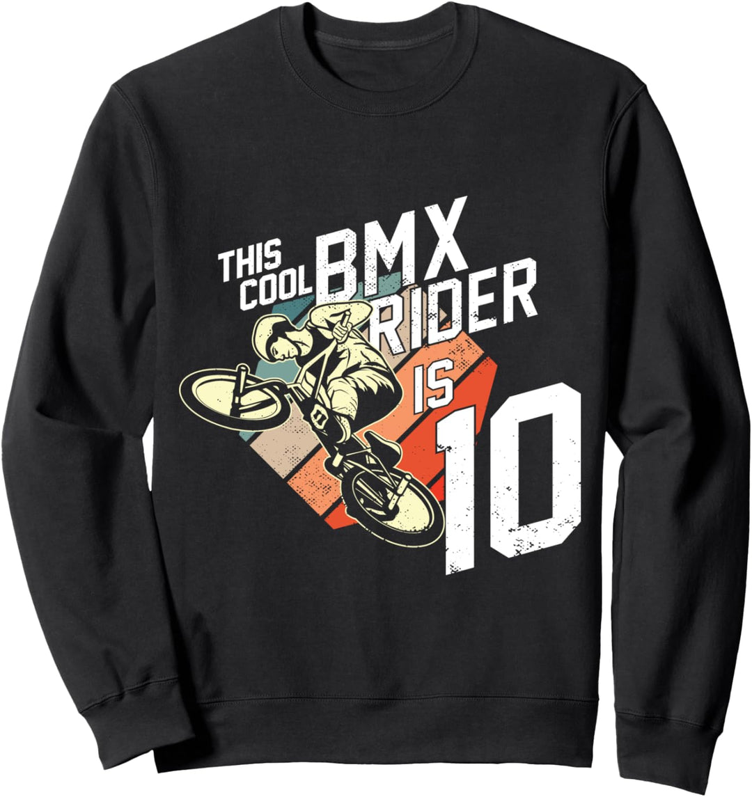 10. Geburtstag Geschenk Jungs Kinder Vintage BMX Fahrer Fan Sweatshirt