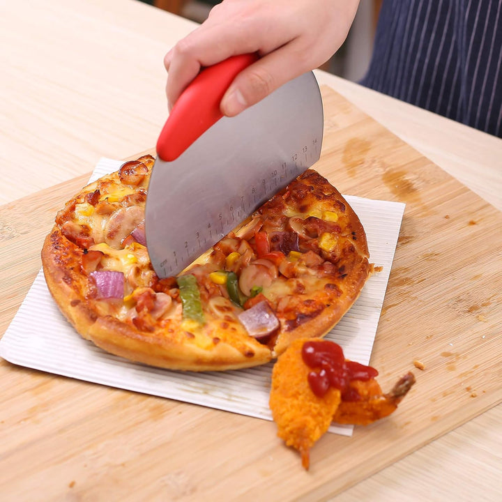 Teigschaber aus Edelstahl, für Gebäck und Pizzaschneider, flexibler Silikonschaber mit guter Griffig