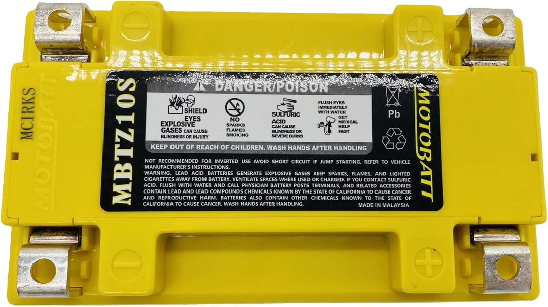 MotoBatt MBTZ10S (12V 8.6 Amp) 140CCA Factory Activated QuadFlex AGM Battery