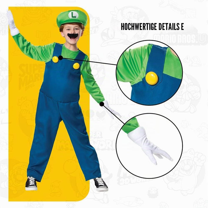 Super Mario Bros Jungen Luigi Deluxe Kids Luigi Kostum Einheitsgrösse Luigi, Einheitsgrösse Luigi