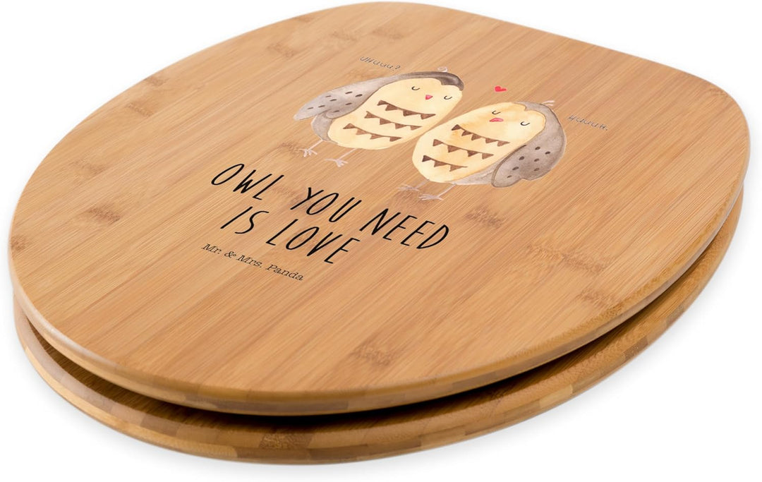 Mr. & Mrs. Panda Motiv WC Sitz Eule Liebe - Geschenk, Pärchen, Eule Deko, Toilettendeckel, Klodeckel