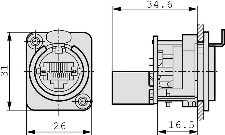 NEUTRIK Ethercon Durchgangs-Einbaubuchse NE 8 FDP